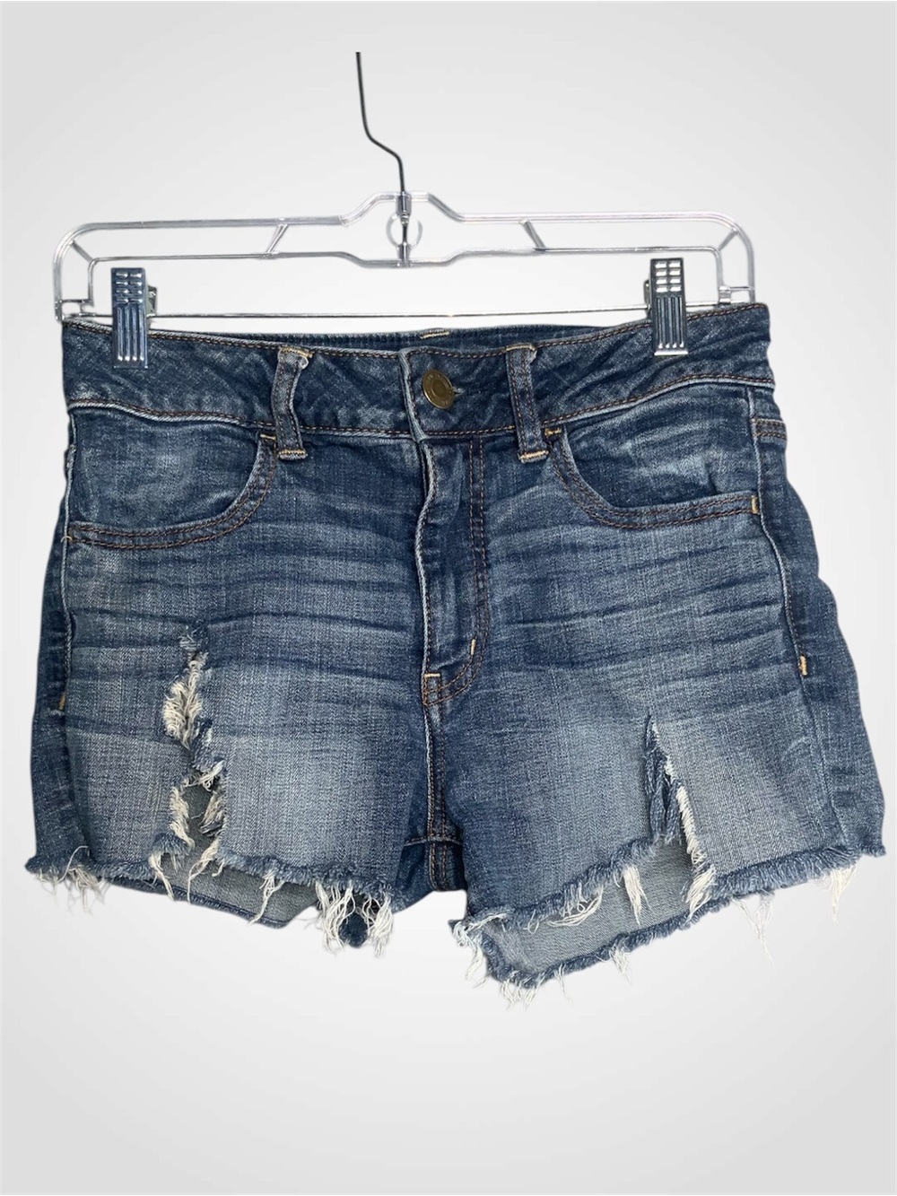 American Eagle Outfitters Distressed Blue Denim Cutoff High Rise Shorts 6